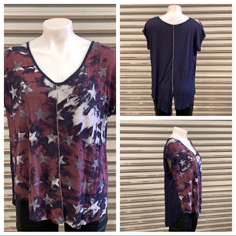 Edista red white and blue with stars short sleeve